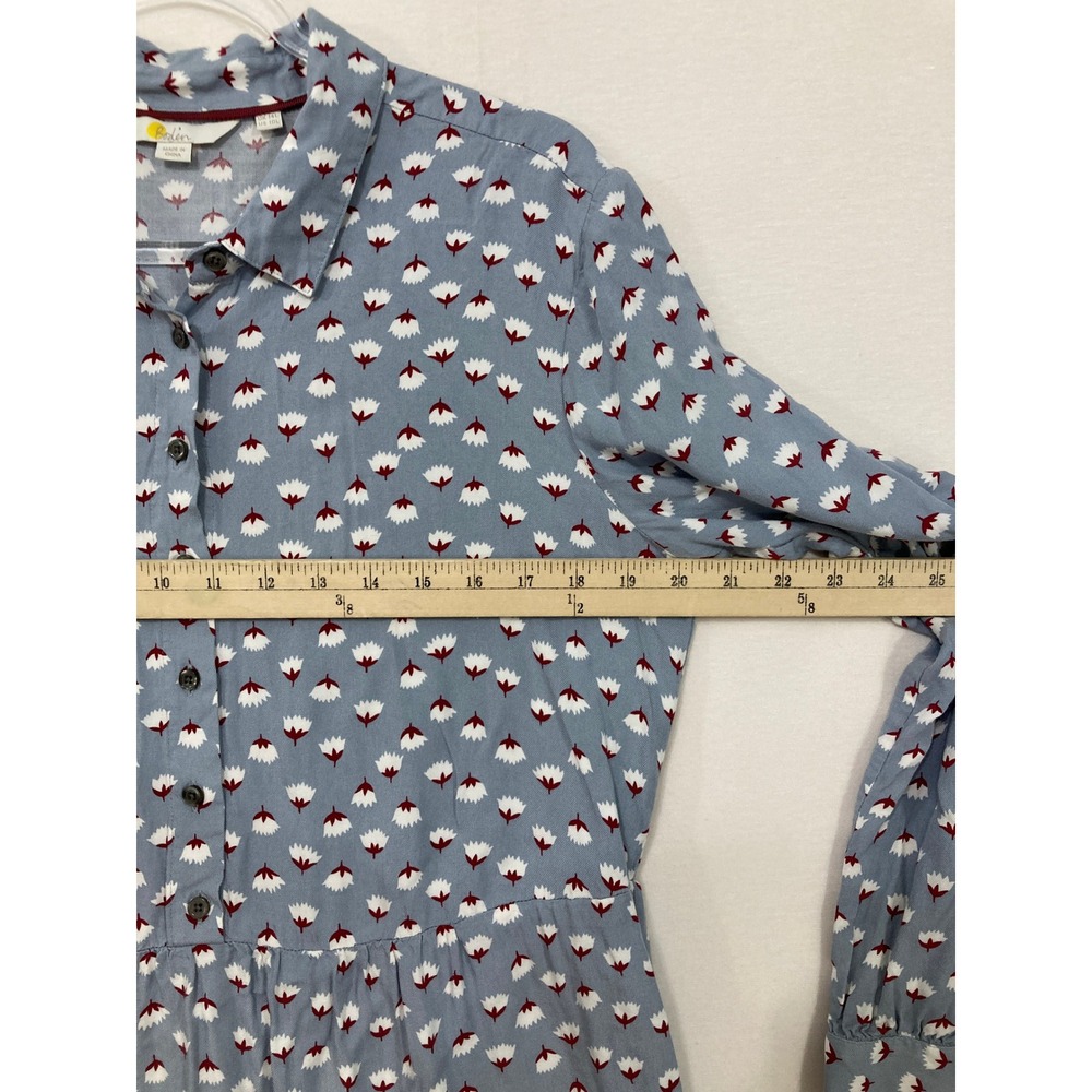 Boden Floral Tunic Shirt size 10 Long Button Down Peplum Soft Comfy Preppy - Picture 6 of 10